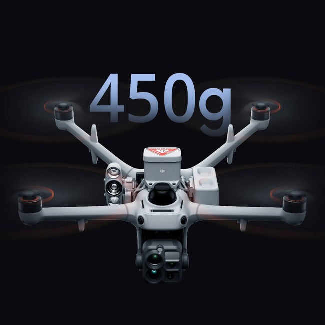 Dron DJI Matrice 5TD z reflektorem, głośnikiem i spadochronem na uchwycie akcesoriów