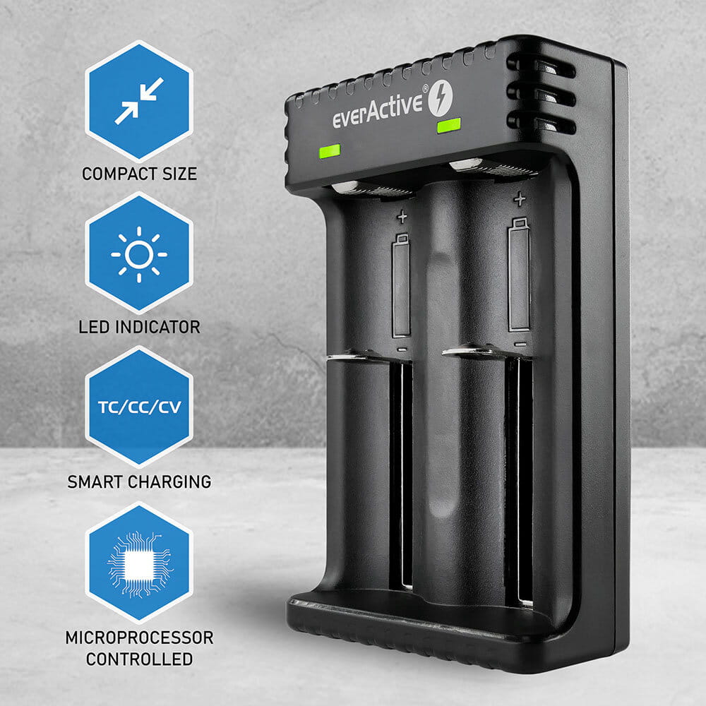 Ładowarka do akumulatorów cylindrycznych Li-ion everActive LC-200 – zdjęcie 3